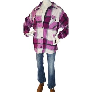 NWT Zenana Oversized Fleece Shacket Plum Cozy Layering Jacket Large